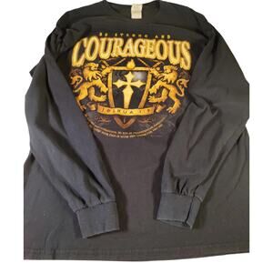 Vintage Joshua 1:9 "Courageous"‎  LS Tee - Christian Streetwear Lions & Cross L